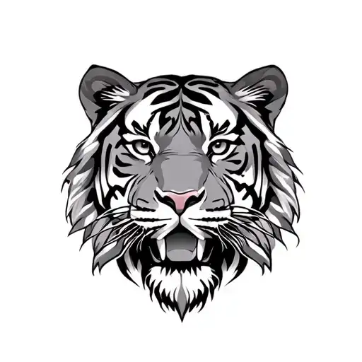 leo and year of the tiger head tattoo design idea
