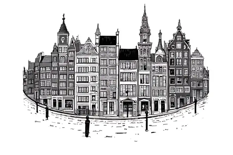 holland cityscape tattoo design idea