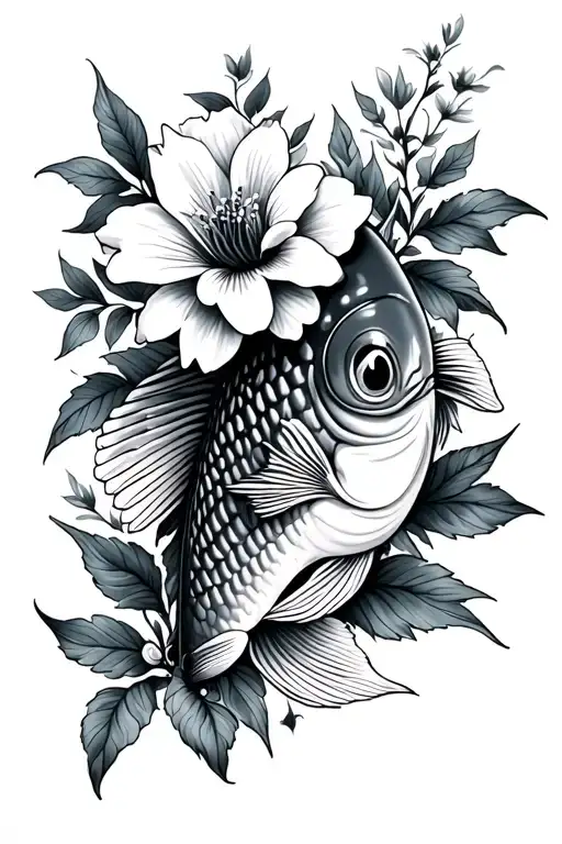 flowers coi fish patient symbolism The tattoo tattoo design idea