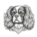 cavalier King Charles spaniel dog with heart shape tattoo design idea