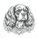 cavalier King Charles spaniel dog with heart shape tattoo design idea