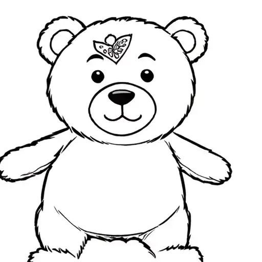 Draw: Sketch of a tattoo in the Chicano style: a cute full-length teddy bear. The bear has a tattoo above his eyebrow 09/29/2024 tattoo design idea