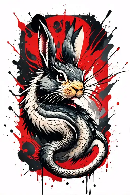 pisces rabbit aries dragon tattoo design idea