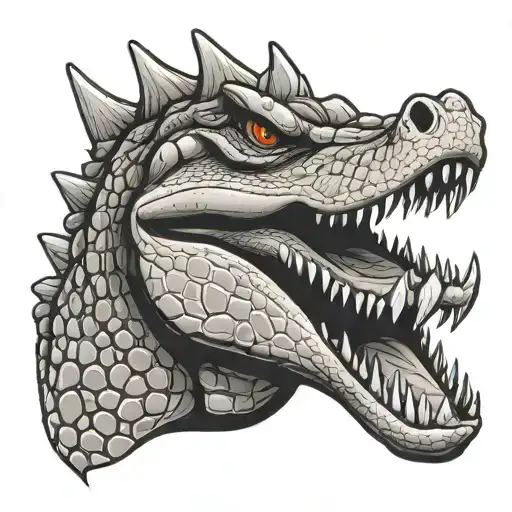 Tactical Alligator head profile holding tattoo design idea