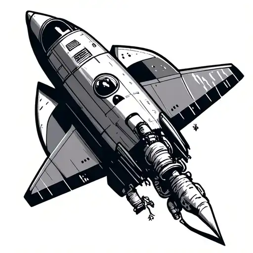 rocket ship takeoff with astronaut hanging on the side with the other side having a unlimited speed limit si tattoo design idea