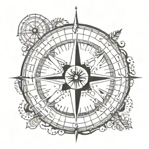 compass , with punjabi quote "patience" tattoo design idea