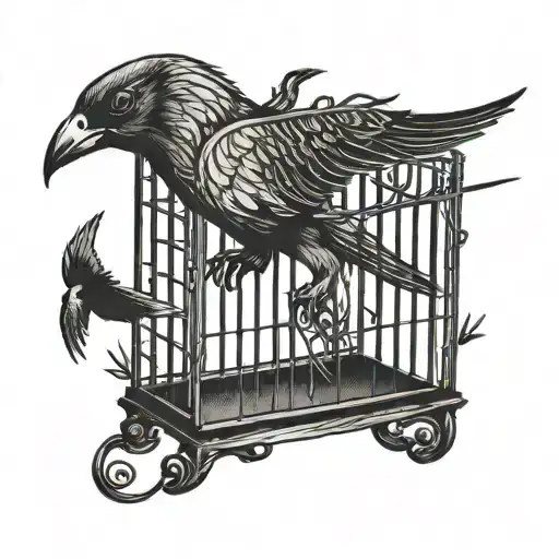A Bird Flying Out of a Cage tattoo design idea