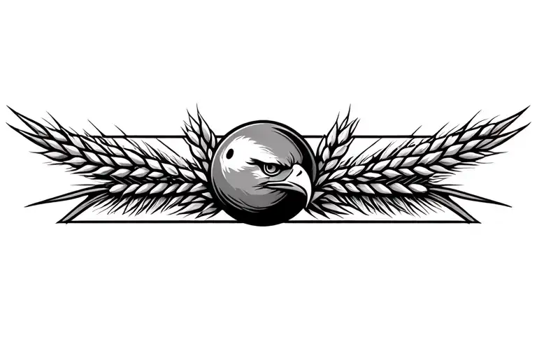 bowling ball, wheat stalk, eagle head tattoo design idea