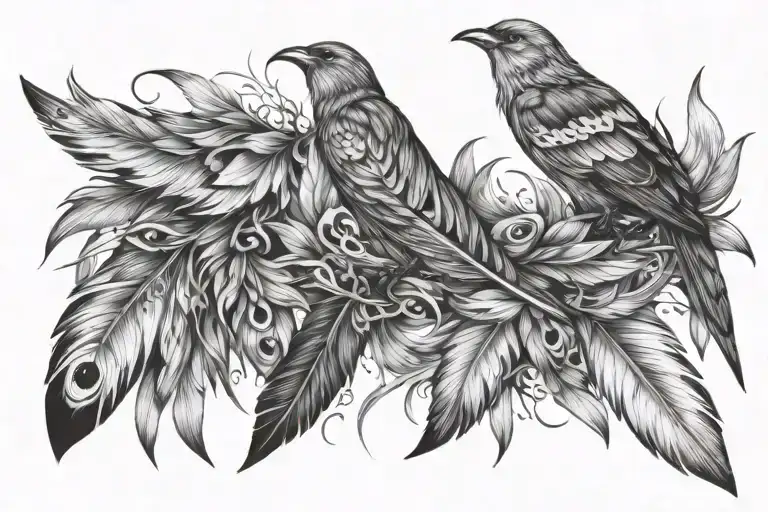 Feathers turning into Birds tattoo design idea