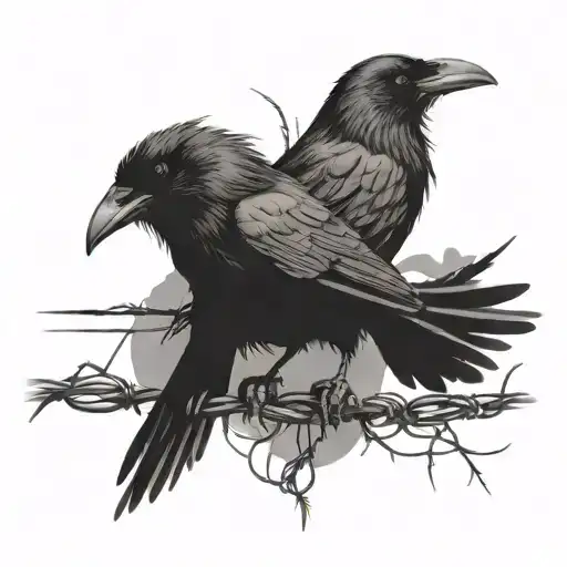 raven and barbed wire  tattoo design idea