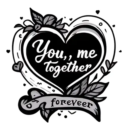 "You, me, together forever" heart tattoo design idea
