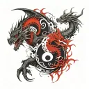 Yin Yang Dragon tattoo design idea