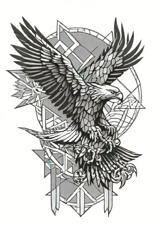 geometric philippine flag and eagle tattoo design idea