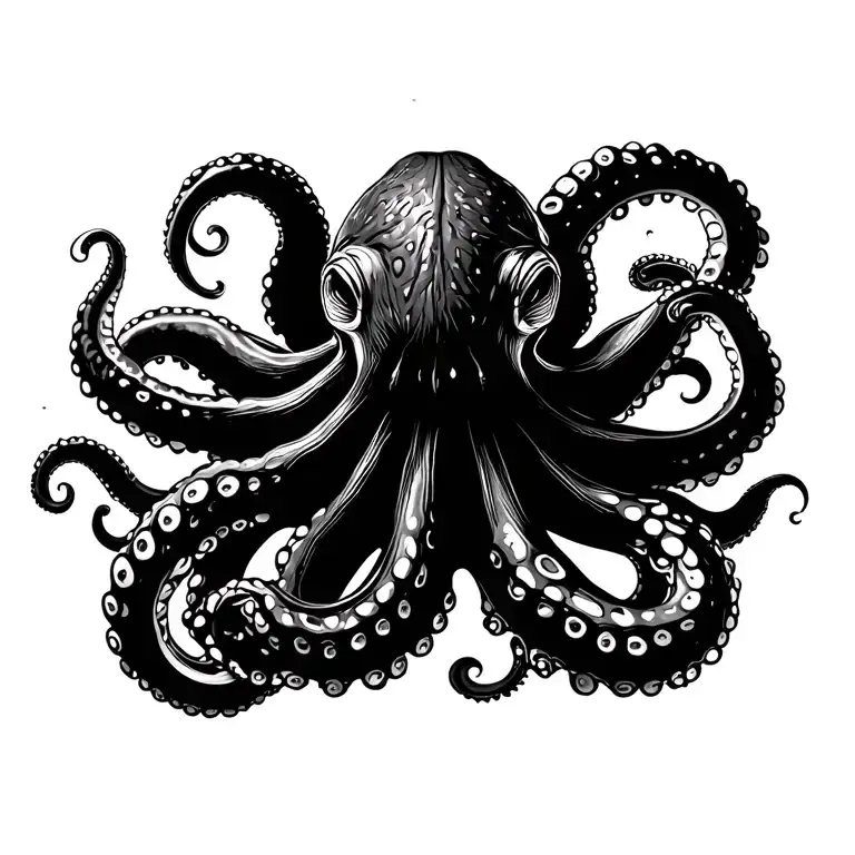 Octopus with its tentacles open tattoo design idea