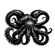 Octopus with its tentacles open tattoo design idea