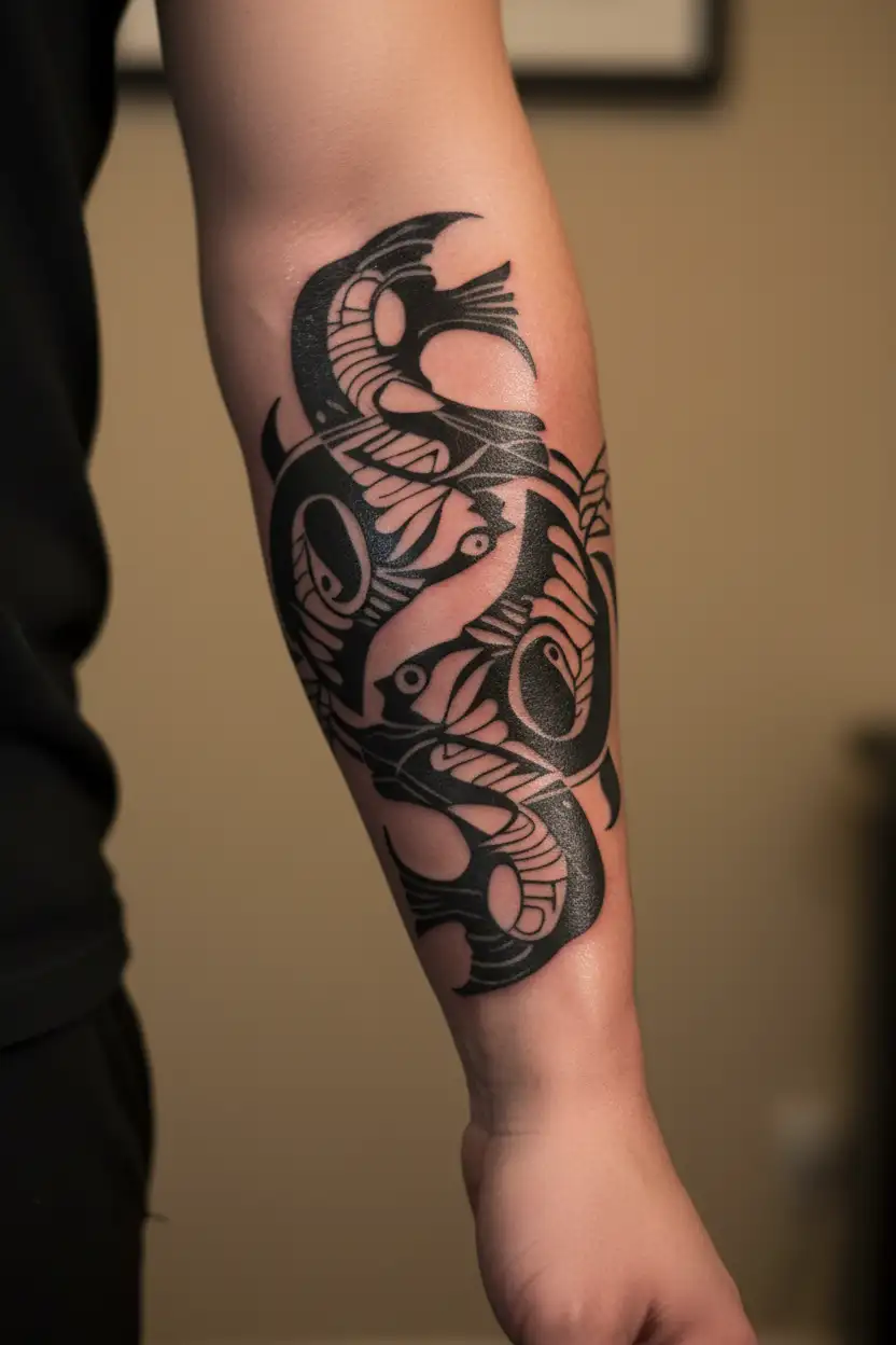 pisces and Aries symbols combined together tattoo design idea