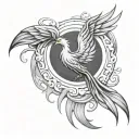 A phoenix rising from a wedding ring, symbolizing the rebirth and growth in both career and personal life tattoo design idea