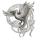 A phoenix rising from a wedding ring, symbolizing the rebirth and growth in both career and personal life tattoo design idea