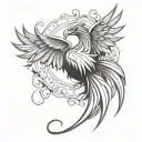 A phoenix rising from a wedding ring, symbolizing the rebirth and growth in both career and personal life tattoo design idea