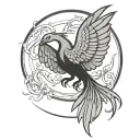 A phoenix rising from a wedding ring, symbolizing the rebirth and growth in both career and personal life tattoo design idea