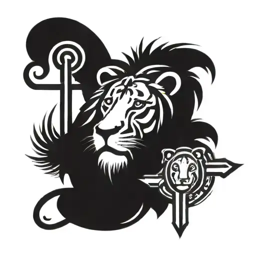 lion and lamb 3 crosses tattoo design idea