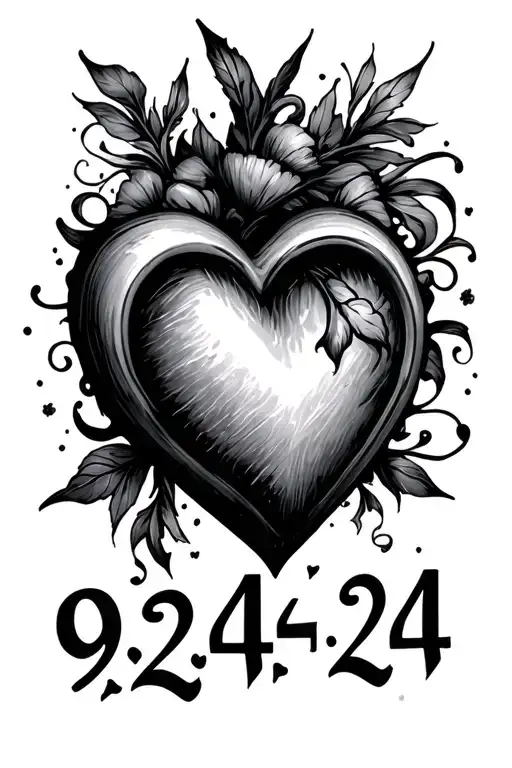 "9-24-24" heart shape tattoo design idea