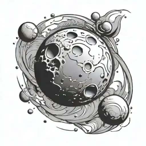 planet Pluto and number 19 tattoo design idea
