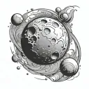 planet Pluto and number 19 tattoo design idea