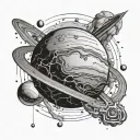 planet Pluto and number 19 tattoo design idea