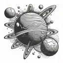 planet Pluto and number 19 tattoo design idea