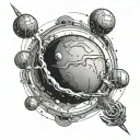 planet Pluto and number 19 tattoo design idea