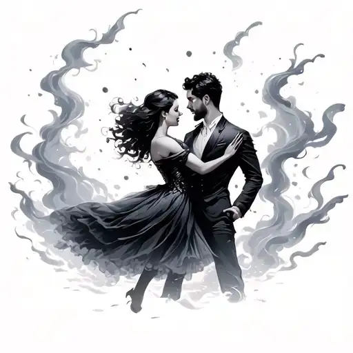 a couple dancing in a storm tattoo design idea