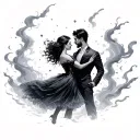 a couple dancing in a storm tattoo design idea