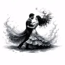 a couple dancing in a storm tattoo design idea