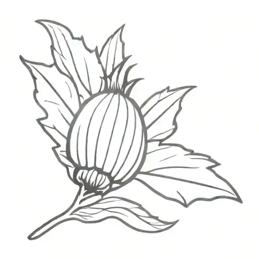 Punk look, black-and-white acorn, fine line minimalist, alternative grunge 8.31.16 tattoo design idea