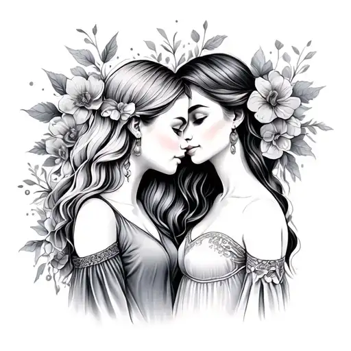 mother daughter  tattoo design idea