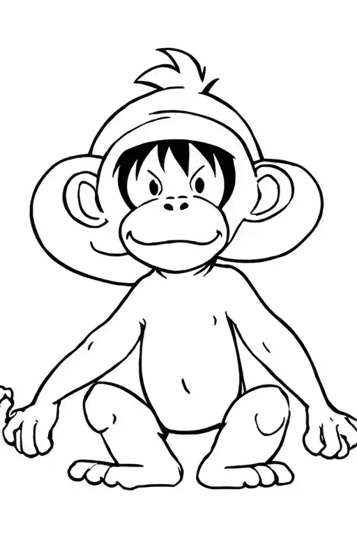 Vintage Curious George Stuffed Monkey D Luffy tattoo design idea