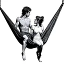 two people in a hammock tattoo design idea