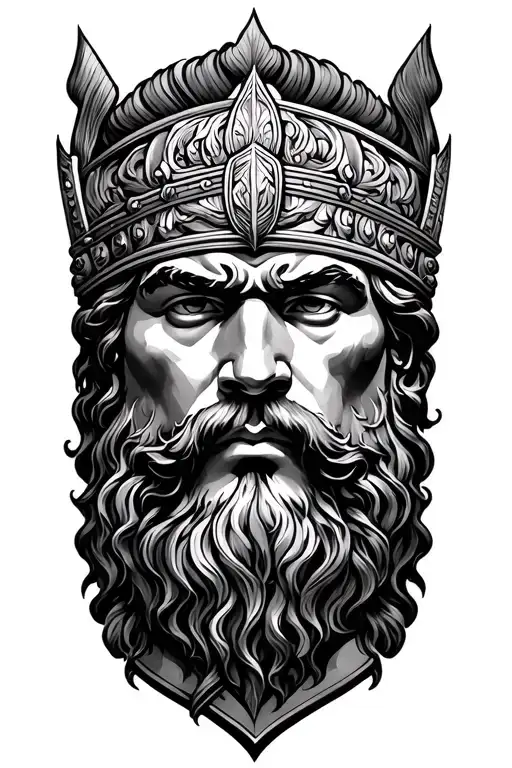 king Leonidas face surrounded tattoo design idea