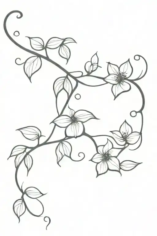 Tattoo of vine flowers with vine leaves falling tattoo design idea