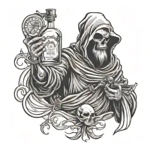 gin reaper holding world tattoo design idea