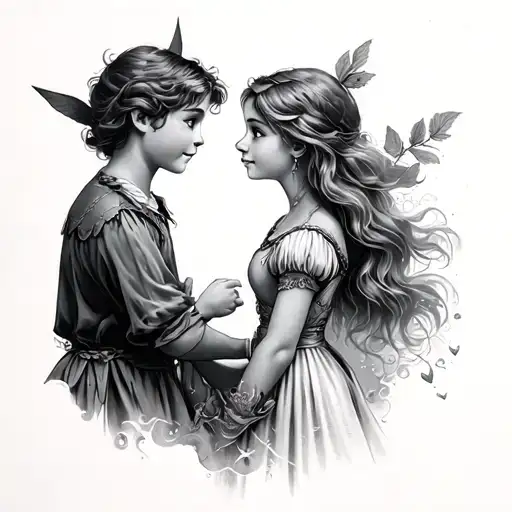 Peter Pan and Wendy tattoo design idea