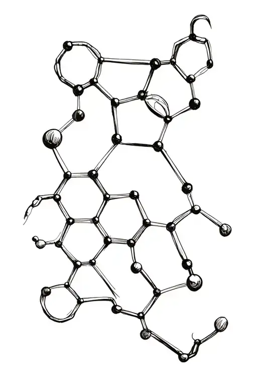 Caffeine Molecule + suminagashi symmetrical shape tattoo design idea