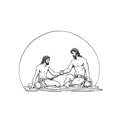 Odysseus meeting acilles tattoo design idea