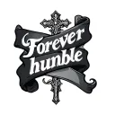 "Forever humble " cross and scroll wrapped tattoo design idea