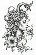 Virgo Aries in Black tattoo design idea
