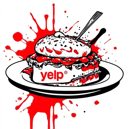 plate of food and the word "yelp" tattoo design idea