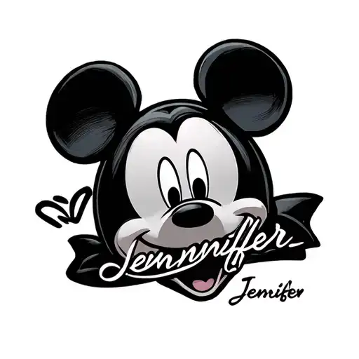 "Jennifer " mickey mouse tattoo design idea