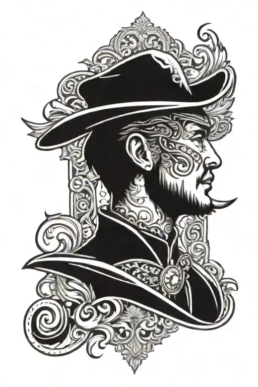 western style tooled tattoo design idea