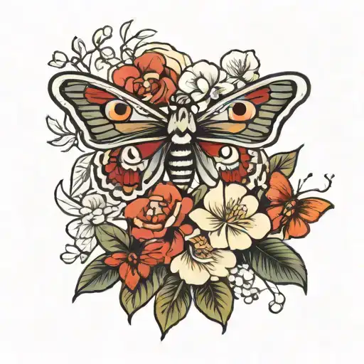 moth floral   tattoo design idea